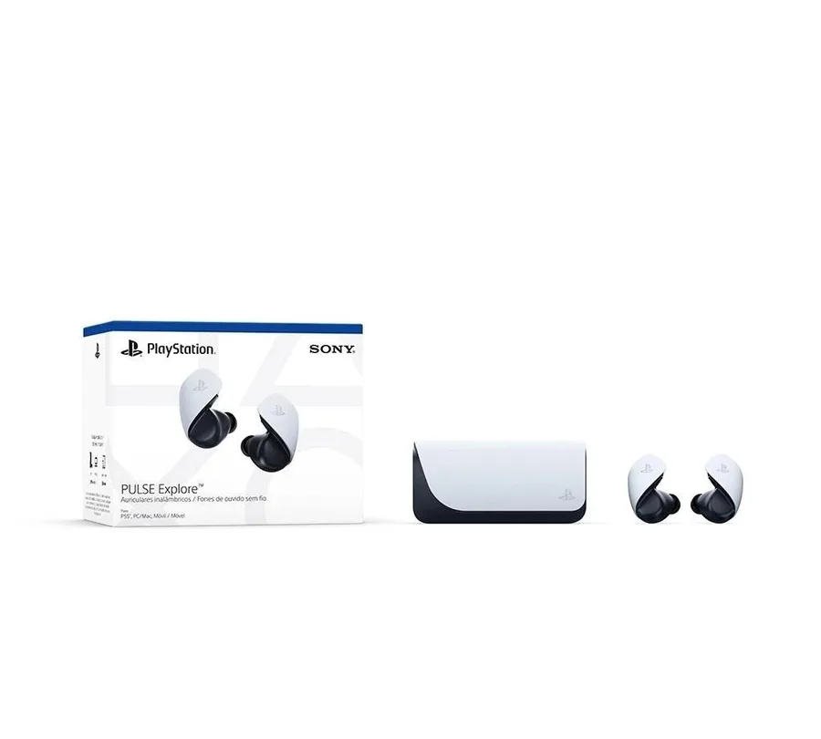 Fone de Ouvido Sem Fio Gamer Sony Pulse Explore, Bluetooth, Cancelamento de Ruído, PC, PS5 e Dispositivo Móvel Branco - CFI-ZWE1L