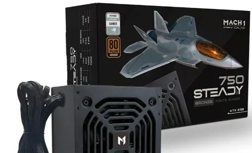 Kabum - Fonte MACH1 Steady, 750W, 80 Plus Bronze, PFC Ativo, Preto - 750Steady