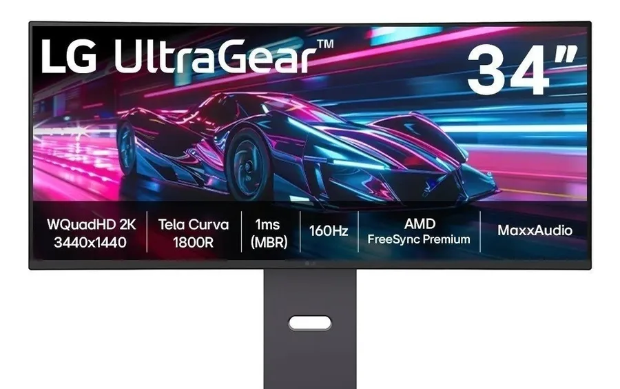 Monitor Gamer, Lg UltraGear, Curvo 34, QuadHD, 2K UltraWide, 160Hz, Hdr10