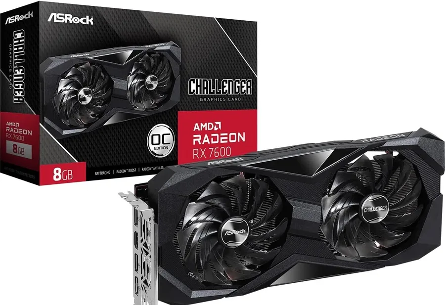 Placa de Vídeo ASRock Radeon RX 7600 Challenger OC, 8GB, GDDR6, 128-Bit, FSR, Ray Tracing, Preto