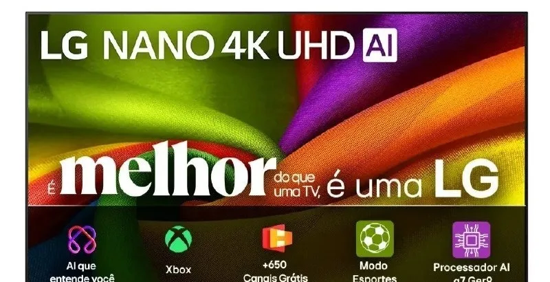 Smart TV 4K 50 LG NANO UHD AI NU850 2026 Processador α7 Ger9 HDR10 Xbox Bluetooth Wi-Fi AI Search Google Gemini webOS 26 - 50NU850BPSA