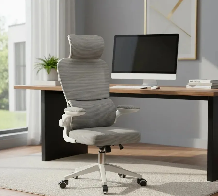 Cadeira Escritório Ergonômica Python Fly B07 Cinza Com Suporte Lombar