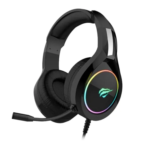 Havit Headphone Fone de Ouvido H2232d, Gamer, Iluminação RGB, com Microfone, Falante de 50mm, Conector 3.5mm, HAVIT, HV-H2232d, Cabo USB para Iluminação