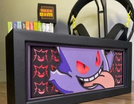 Luminária Lightbox Anime 3D LED Decoração de Mesa PC Gamer Personagens Fantasma Venenoso Mod2 Pokémon