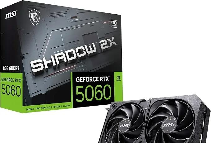 Placa de Video MSI RTX 5060 Shadow 2X OC, 8GB, GDDR7-912-V537-037