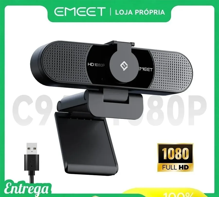 Webcam EMEET C960 1080P - Câmera USB Compatível com Switch 2, PC e Mac para Zoom, Teams, Facetime, Streaming e Home Office