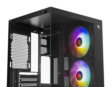 Gabinete Gamer Aquário Pichau Atom X, Mini-Tower, Lateral de Vidro, Com 2 Fans, Preto, PG-ATOMX-BK