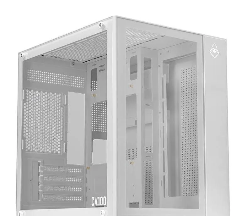 Shopee  Pichau - Gabinete Gamer Aquário Mancer CV100, Mid-Tower, Lateral De Vidro, Branco, MCR-CV100-WH