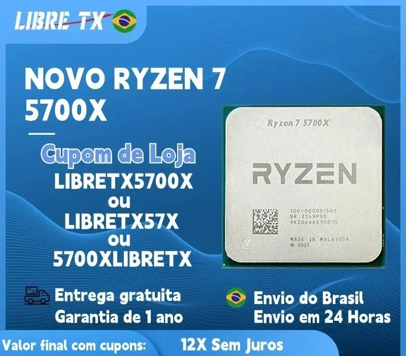 CPU Ryzen 7 5700x DDR4 AM4 Processador AMD R7 Novo