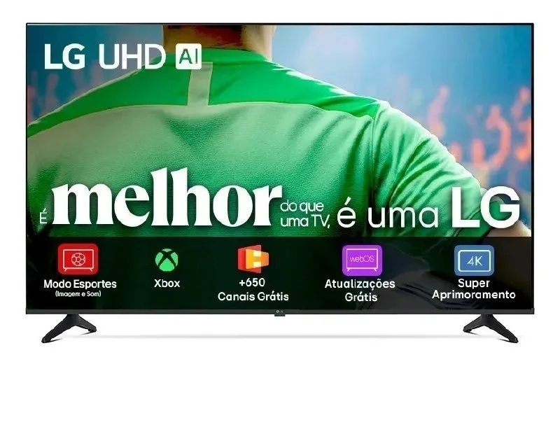 Smart TV LG UHD AI UA75 65 polegadas HDR10 Pro Processador α7 AI Ger8 webOS 25