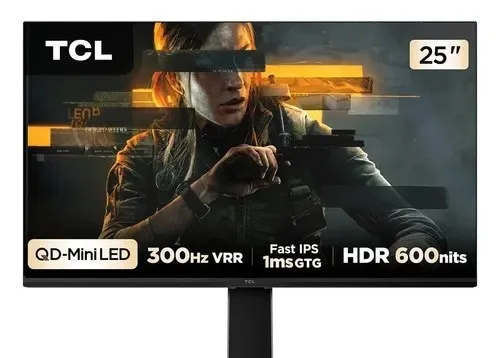 Monitor Gamer TCL 25 Polegadas QLED Mini LED Full HD G64 300Hz 1ms GtG Freesync HDR 600 nits 25G64