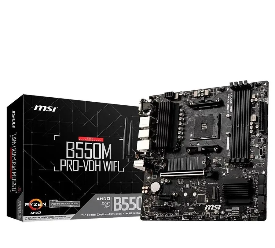 Wi-Fi Placa Mae MSI B550m Pro-vdh Wifi DDR4 Socket Am4 Cor Preto