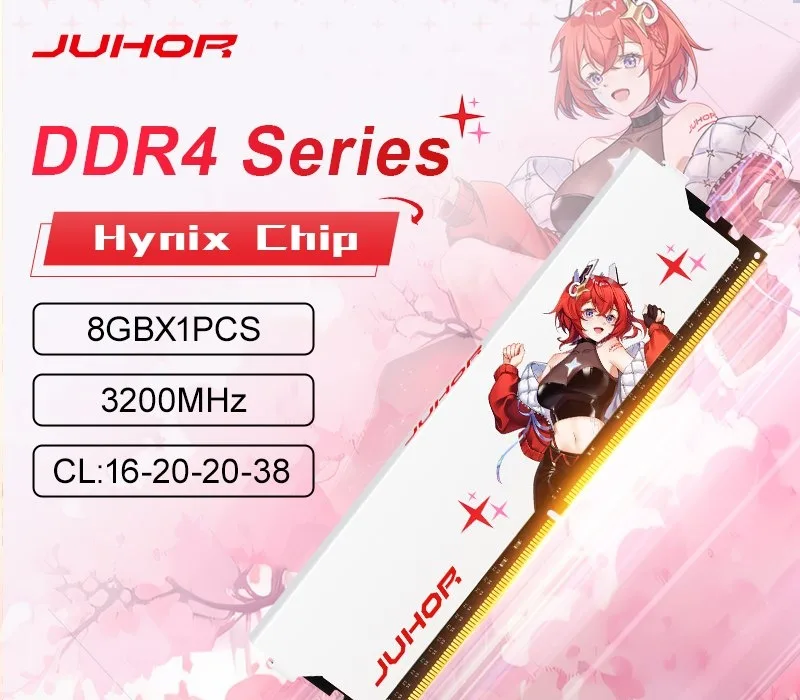 Memória Ram Juhor Anime CL 16 DDR4 8GB 3200MHz CL16 memoria ruivinha
