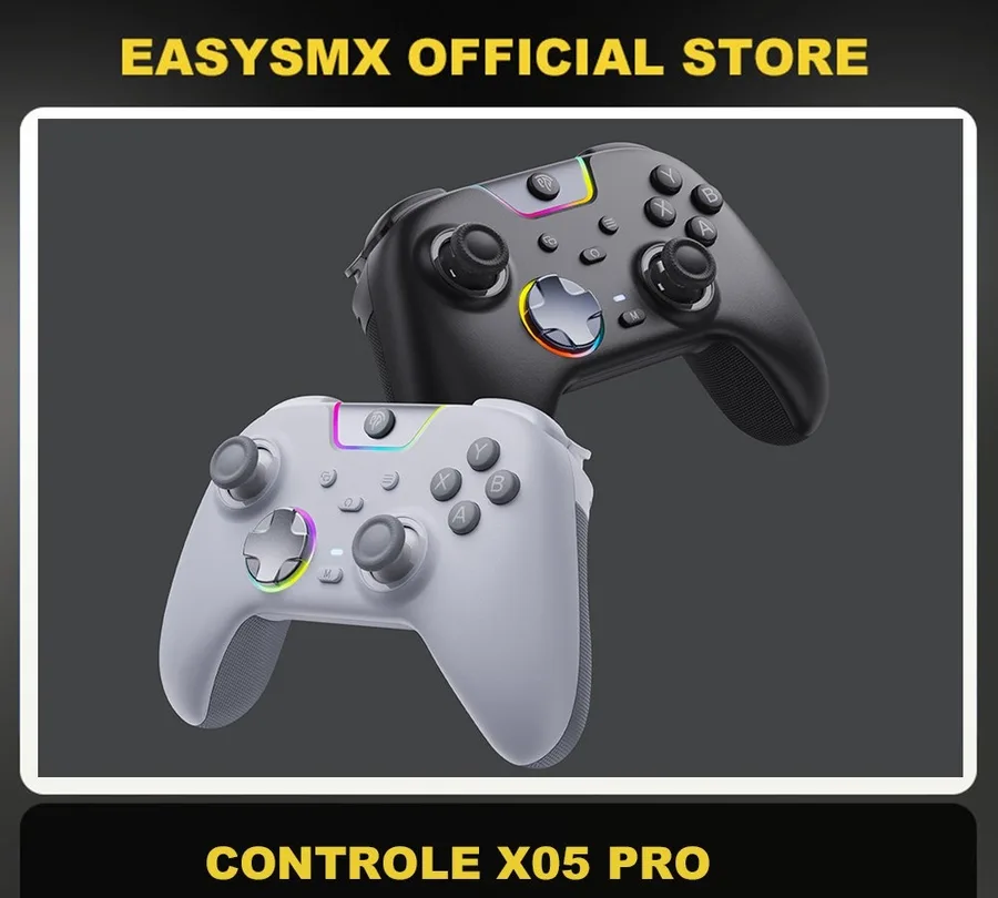 EasySMX x05 PRO Controle Sem Fio RGB, Analógicos Gatilhos Hall Effect