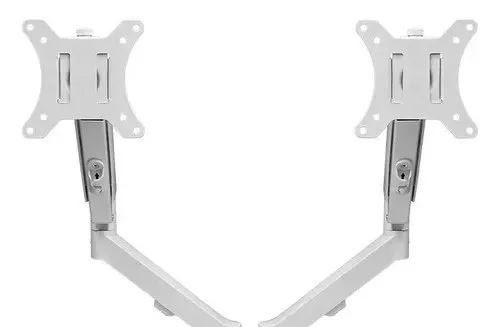 Suporte Articulado com Pistão a Gás Para Dois Monitores Zinnia Nimbo 210 Branco 13 a 32 Pol com Dois Braços Articulados Ajustáveis