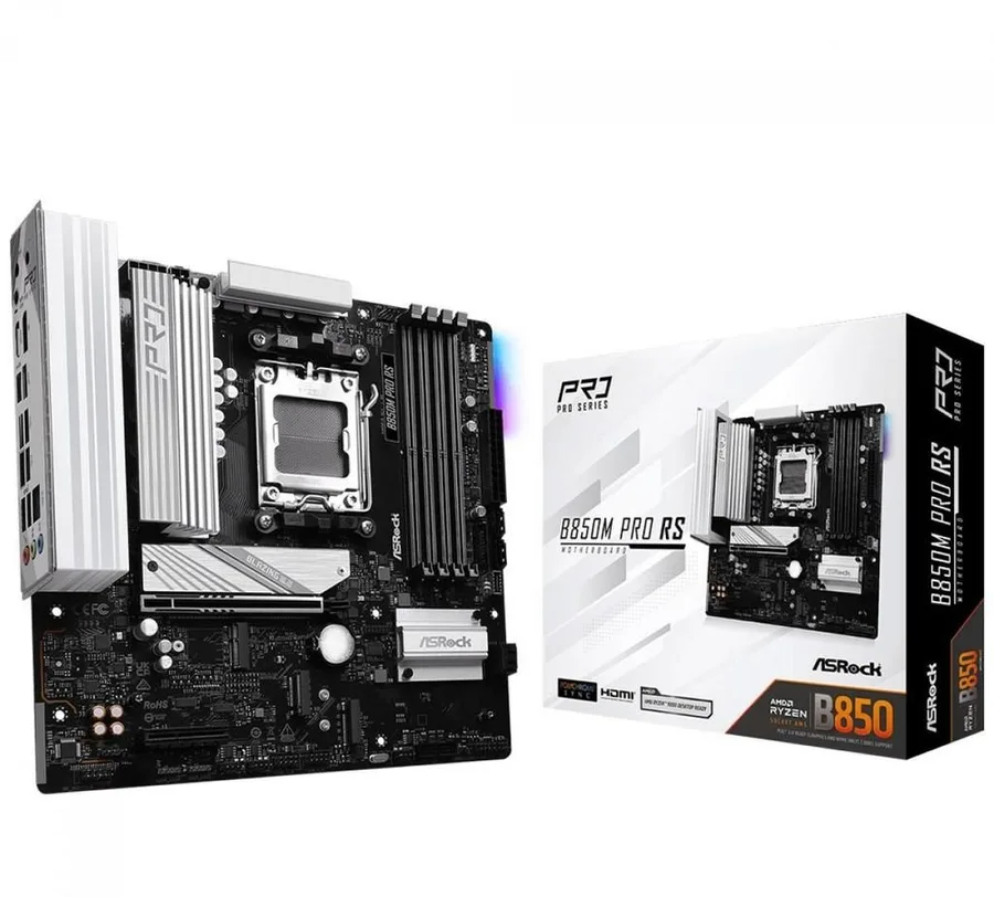 Placa Mãe ASRock B850M Pro RS, Chipset B850, AMD AM5, mATX, DDR5