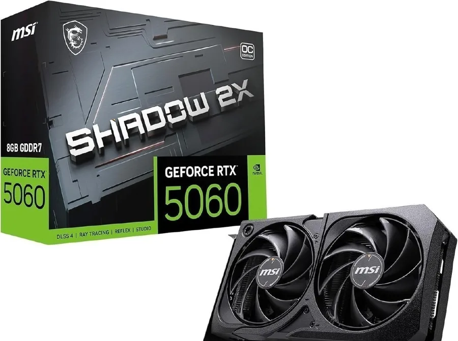 Placa de Video MSI RTX 5060 Shadow 2X OC, 8GB, GDDR7-912-V537-037