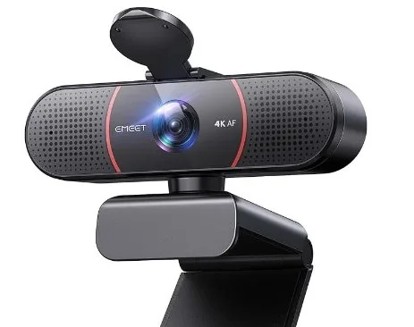 Webcam EMEET C960 4K, Sensor Sony UHD, Foco Automático PDAF, Microfones Duplos, Correção de Luz, FOV 73, Capa de Privacidade