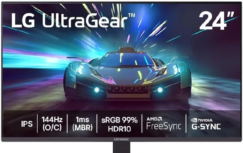 Monitor LG UltraGear 24G411A-B 24,FHD, 144Hz, 1ms MBR, NVIDIA G-SYNC, AMD FreeSync, HDR10