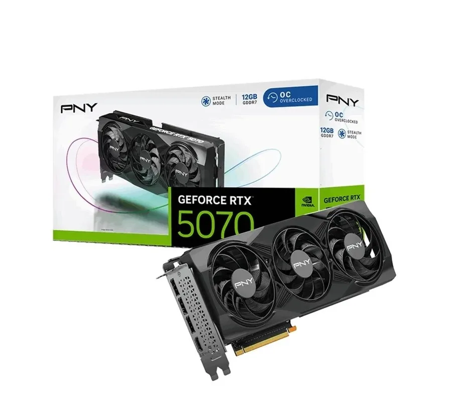 Placa de Vídeo PNY RTX 5070 Overclocked NVIDIA Geforce, 12GB GDDR7, Ray Tracing, DLSS 4, Triple Fan - VCG507012TFXPB1-O-TF