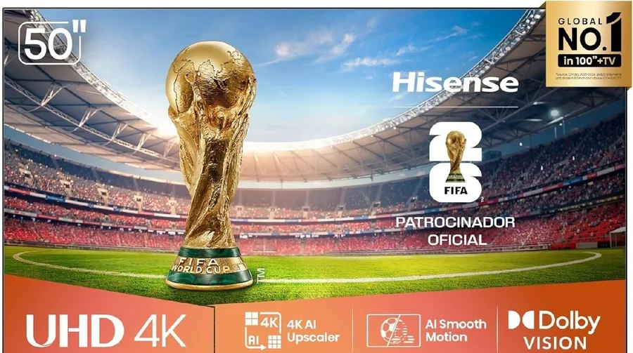 Hisense Smart TV 4K 50 Polegadas 50A6NV com Dolby Vision, HDR10, HLG, Dolby Gaming, Film Maker, DTS Virtual X, Compatibilidade Alexa e Google Home