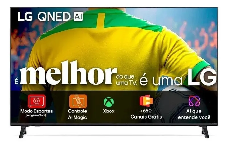 Smart Tv 4K 50 LG QNED73 Portal de Games Processador AI α7 Ger8 4K Super Upscaling Google Cast Integrado Controle AI Magic WebOS 25 Modo Esportes Alerta de Esportes