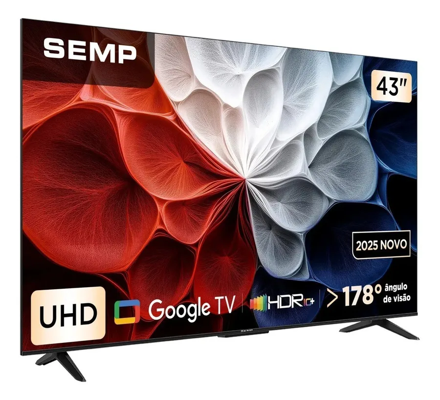 Smart TV Semp 43 Polegadas LED Hva 4K S62 WiFi Bluetooth Google TV 3 HDMI HDR10 Dolby Audio 43S62