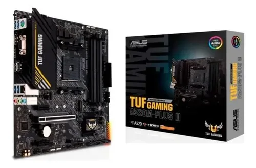 Placa Mãe Asus TUF Gaming A520M PLUS II, AMD AM4, 4x Slots DDR4, USB 3.2, Slot M.2 NVMe - Micro ATX