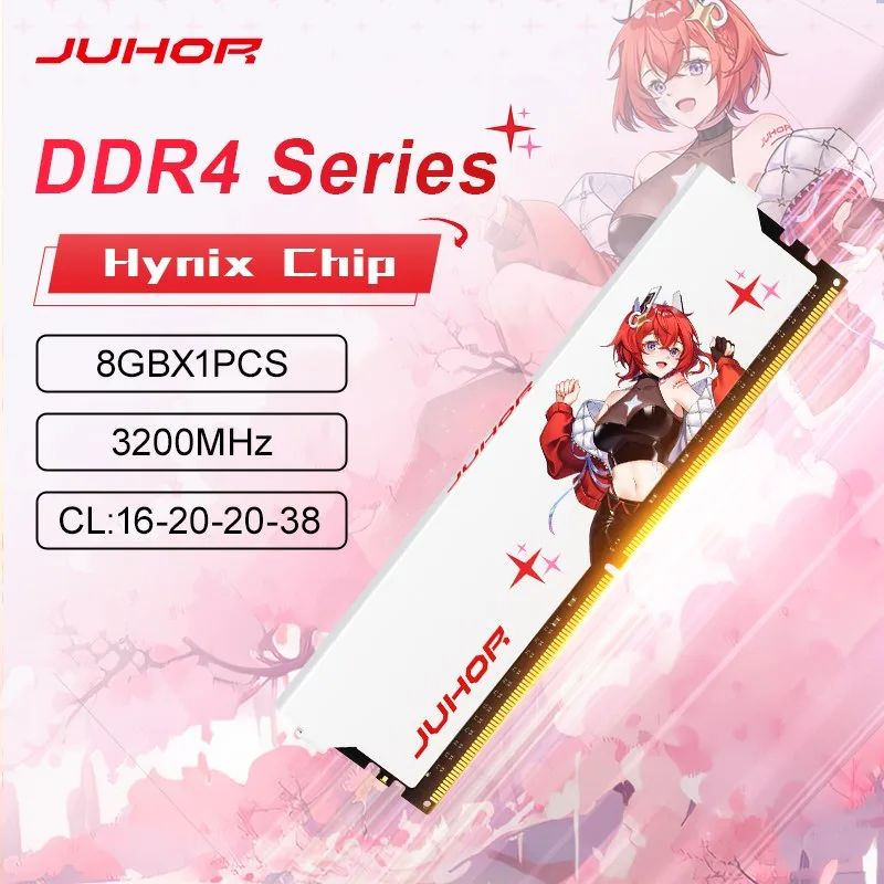 Memória Ram Juhor Anime CL 16 DDR4 8GB 3200MHz CL16 memoria ruivinha