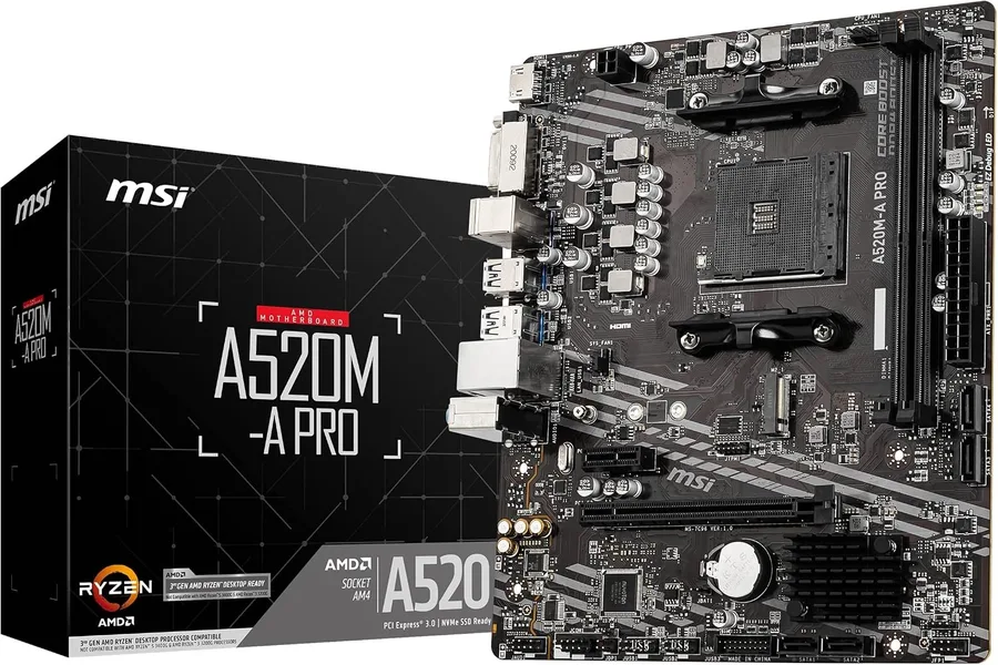 Placa Mãe MSI A520M-A PRO AM42xDDR4HDMIDVI-DM.2USB 3.2