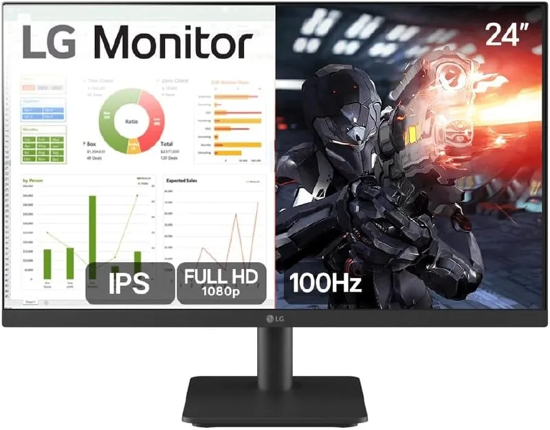 Monitor Gamer LG 24 Full HD, 100Hz, IPS, 5ms, HDMI, Ajuste de Inclinação, Preto - 24MS500-B