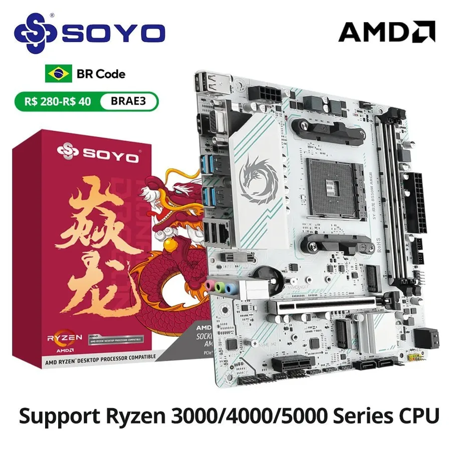 Placa Mãe B550M Soyo Dragon PCI 4.0 ARGB