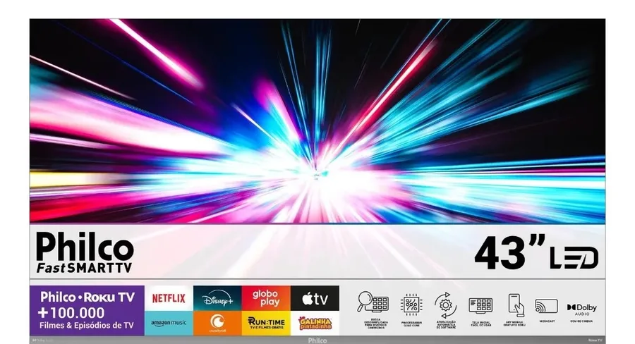 Smart Tv 43 Philco Full Hd Roku Tv Hdr10 Dolby P43cra