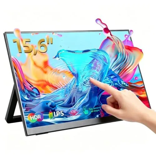 Ximodot Monitor portátil de 15,6 polegadas, Conectividade USB-C HDMI Full HD 1080P e alto-falantes integrados, Monitor gamer presentes para meninos Preto-1