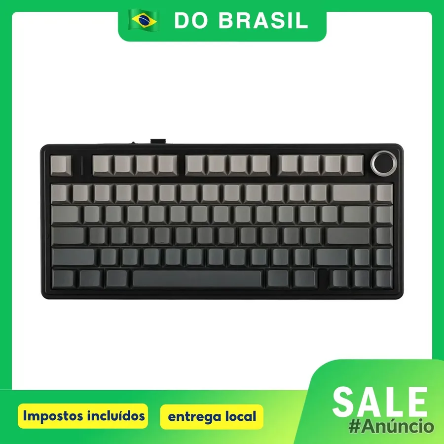 Teclado Sem Fio Mecânico AULA F75 RGB, Hot Swap, Keycaps PBT, Com Knob de Volume