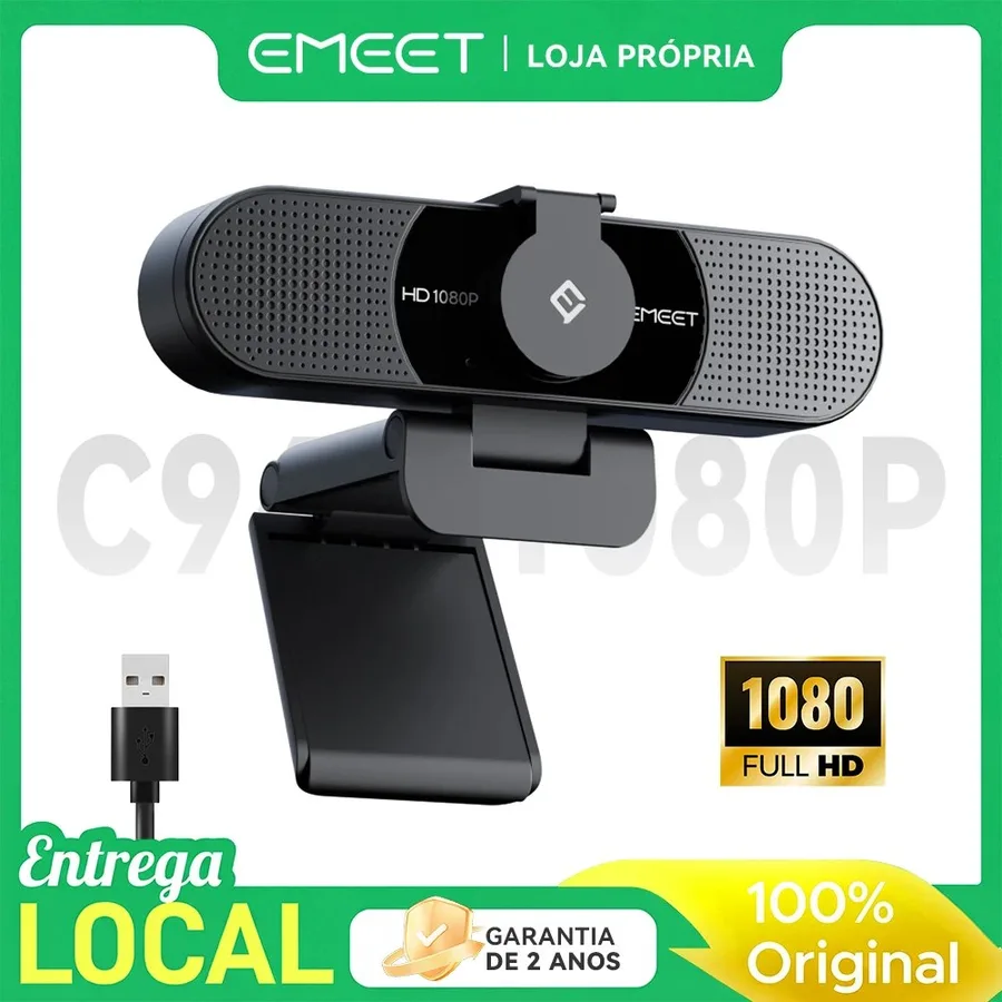 Webcam EMEET C960 1080P - Câmera USB Compatível com Switch 2, PC e Mac para Zoom, Teams, Facetime, Streaming e Home Office