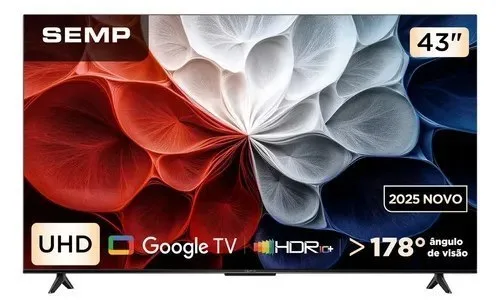 Smart Tv Semp 43 Polegadas Led Hva 4k S62 Wifi Bluetooth Google Tv 3 Hdmi Hdr10 Dolby Audio 43s62
