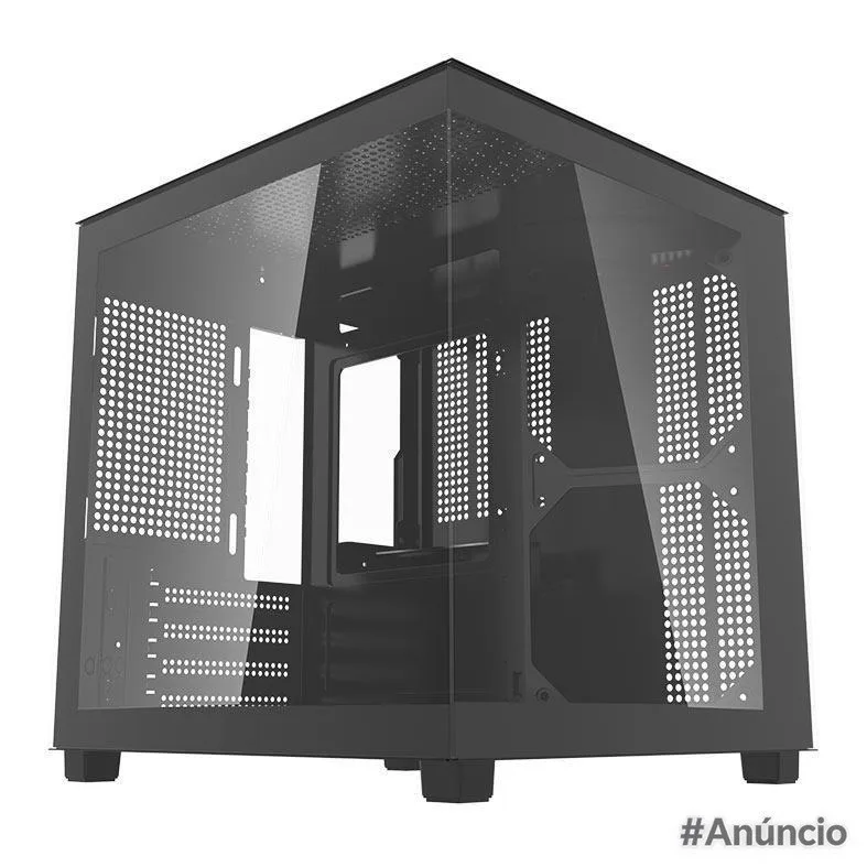 Gabinete Gamer Aquário Aigo Apollo A275, Mini-Tower, Lateral de Vidro, Preto, AC-A275-B-HQ1