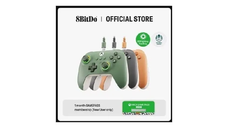Controle Licenciado 8BitDo Ultimate C Wired Xbox Rgb Hall Effect  1 Mês Gamepass