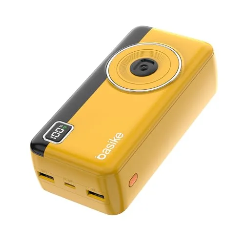 Power Bank 30000mAh, Basike Carregador Portátil com CaboAmarelo