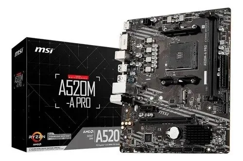Placa-mãe Msi A520m-a Pro Amd Am4 Matx Ddr4 Preto Preto