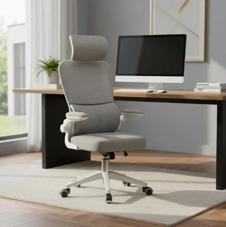 Cadeira Escritório Ergonômica Python Fly B07 Cinza Com Suporte Lombar