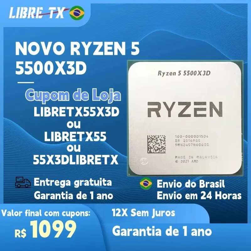 CPU Ryzen 5 5500x3D DDR4 AM4 Processador AMD R5