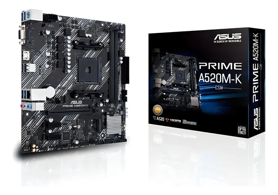 Placa-mãe Asus para AMD AM4 Prime A520M-K 2xDDR4 mATX - 90MB1500-M0EAY0