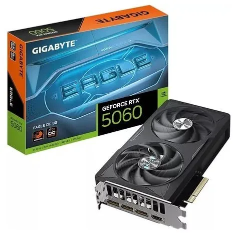 Placa de Vídeo NVIDIA GeForce GIGABYTE RTX 5060 Eagle OC 8GB GDDR7 128bit - 9VN5060EO-00-G10
