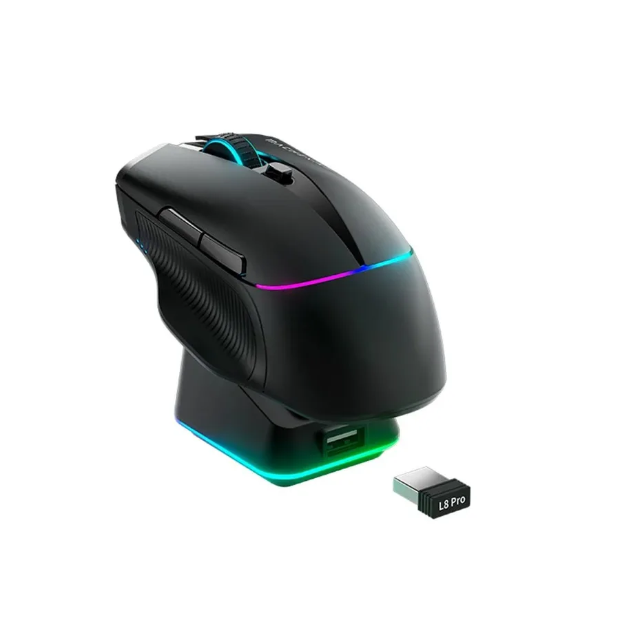 Mouse Gamer Machenike L8 Pro Rgb Support 8K 2 4Ghz Wireles Dock Rgb Carregamento Sem Fio Preto Jj02G3006