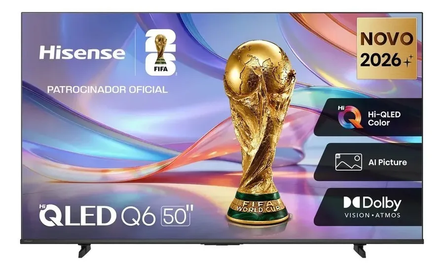 Smart TV Hisense HI-QLED 4K 50 polegadas com Processador AI, Dolby Vision Atmos e Compatibilidade Alexa - 50Q6QVV