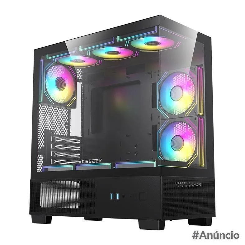 Gabinete Gamer Acegeek Echo Mini, Mini-Tower, Lateral de Vidro, Preto, AG-ECHO-MINI-BK