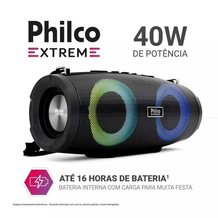 Caixa de Som Speaker Philco Extreme 40W PBS45BT