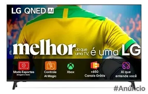 Smart TV 4K 50 LG QNED73 Portal de Games Processador AI α7 Ger8 4K Super Upscaling Google Cast Integrado Controle AI Magic WebOS 25 Modo Esportes Alerta de Esportes